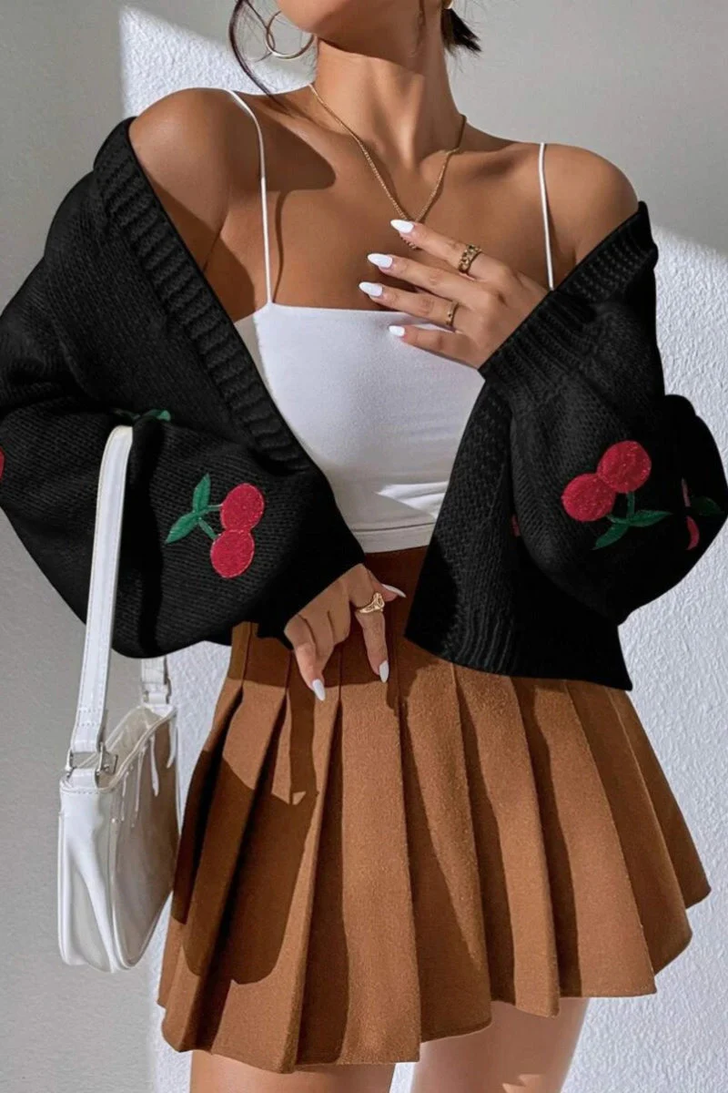 Embroidered Knit Open Front Sweater - Image 32