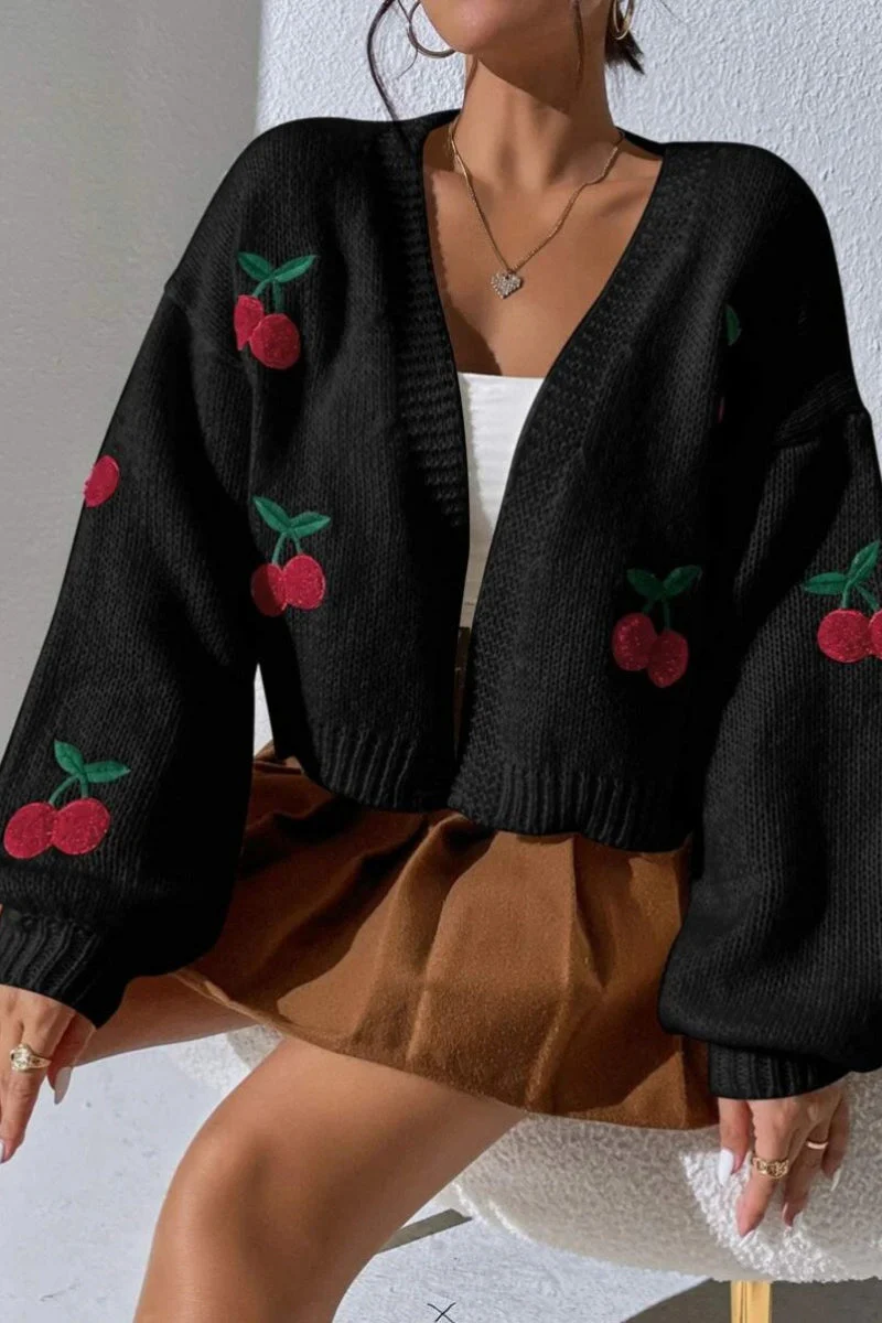 Embroidered Knit Open Front Sweater - Image 35