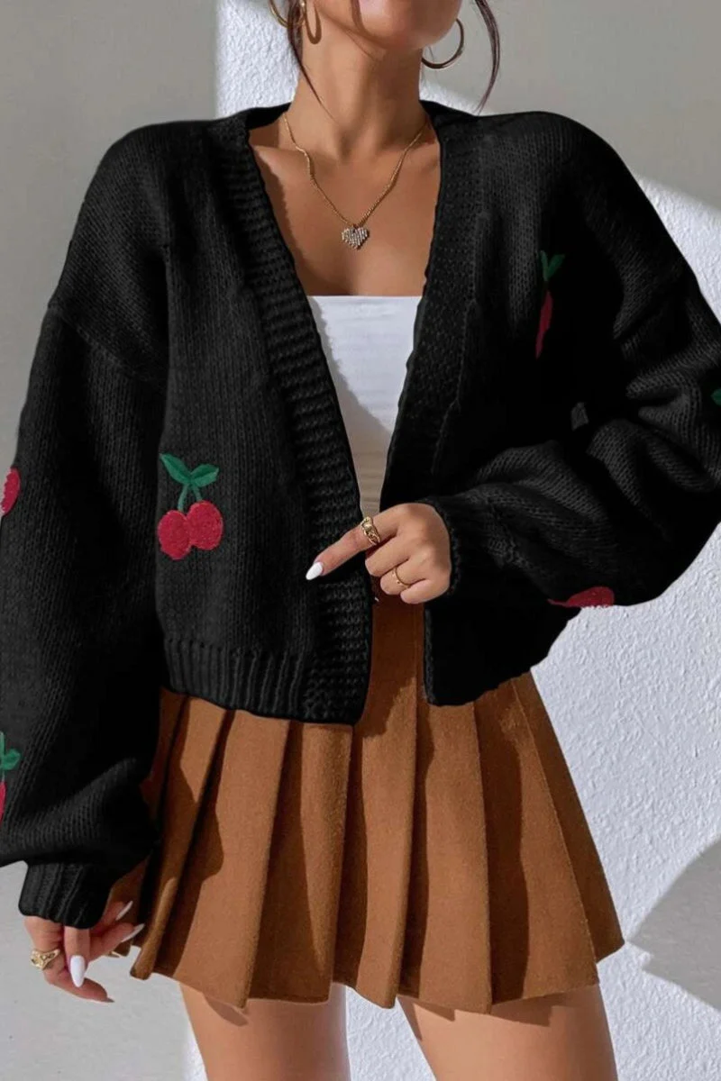 Embroidered Knit Open Front Sweater - Image 8