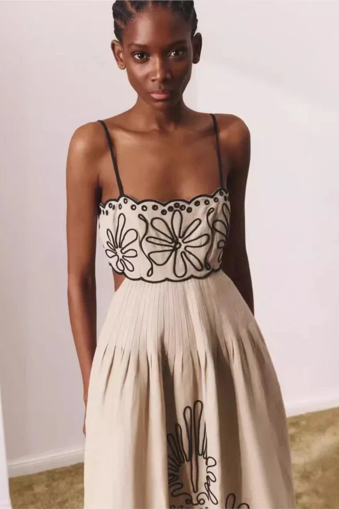 Embroidered Spaghetti Strap Boho Dress - Image 13