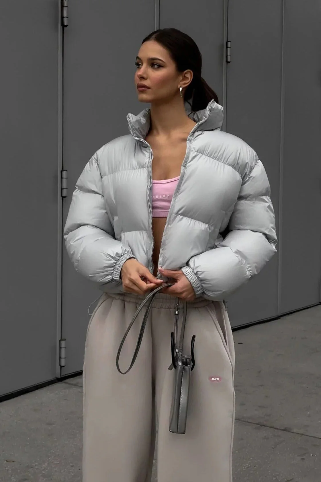 Essential Cropped Puffy Puffer Jacket - Image 2