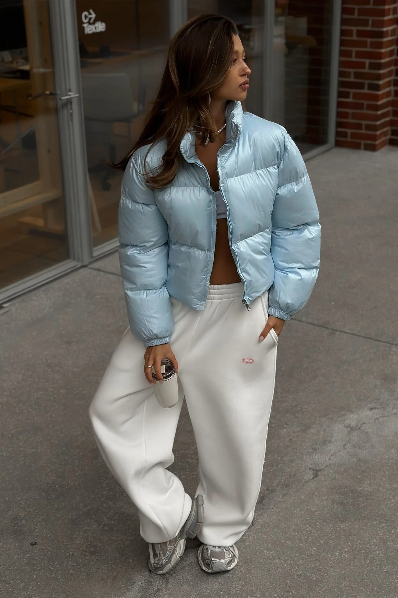 Essential Cropped Puffy Puffer Jacket - Image 7