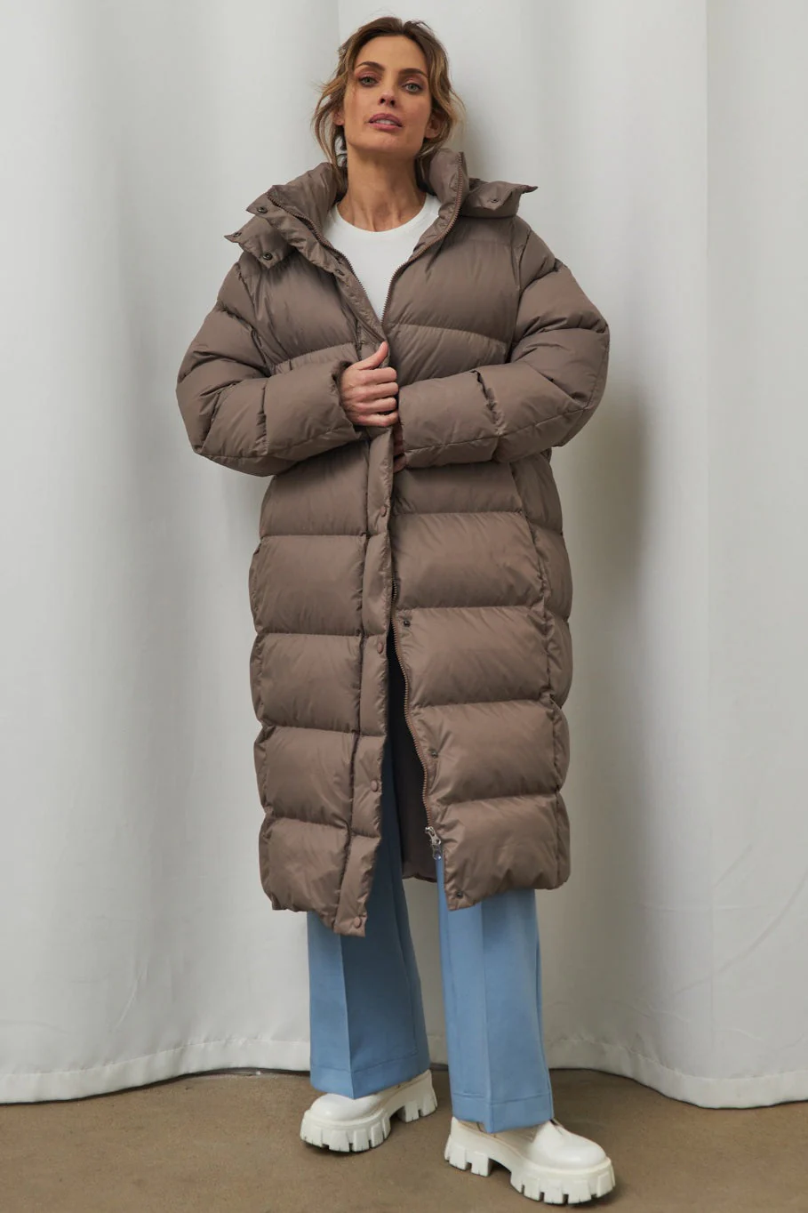 Extra Long Hooded Puffer Jacket - Image 9