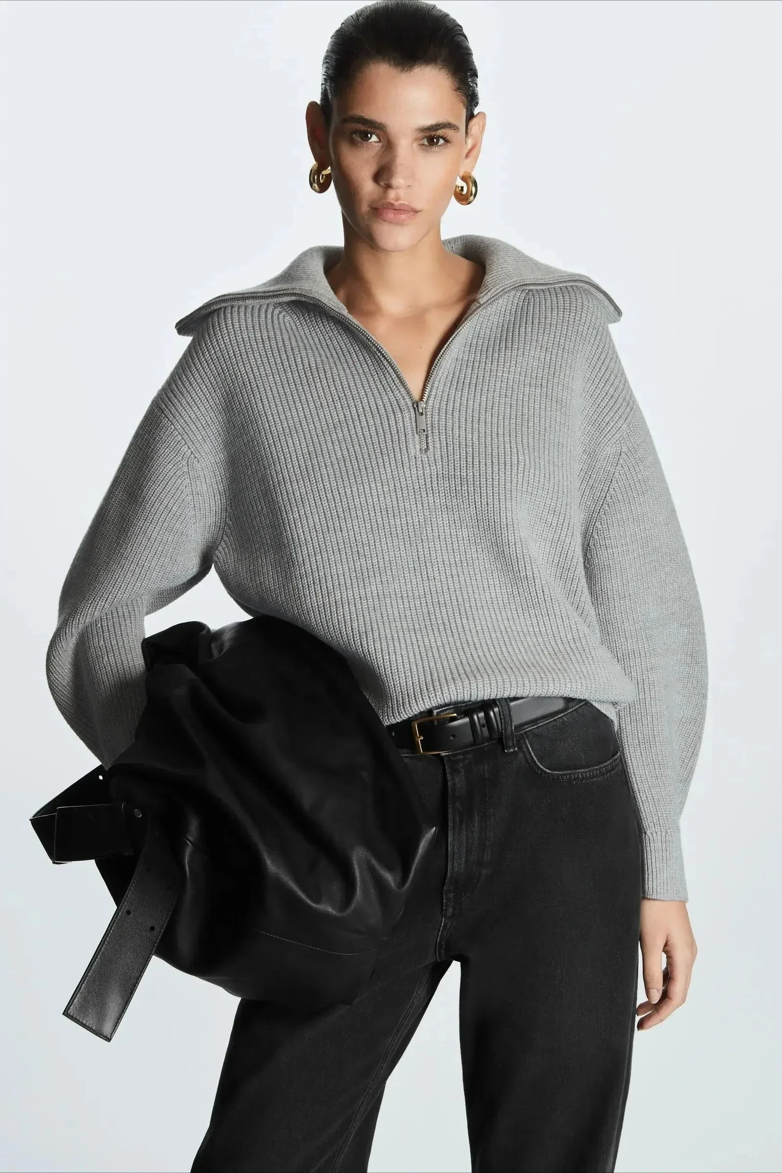 Fashion Wool Blend Open Collar Sweater - Image 11