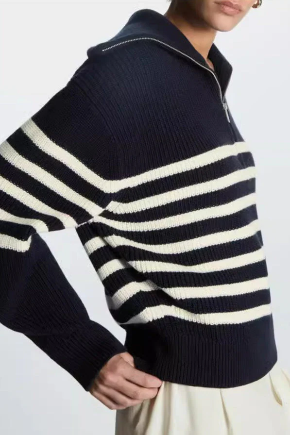 Fashion Wool Blend Open Collar Sweater - Image 2