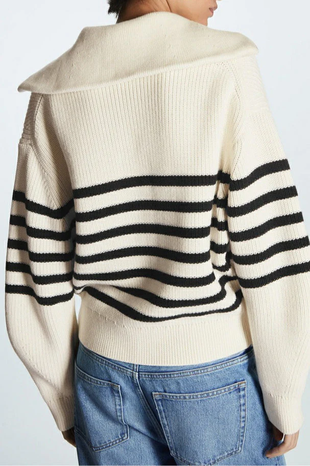 Fashion Wool Blend Open Collar Sweater - Image 20