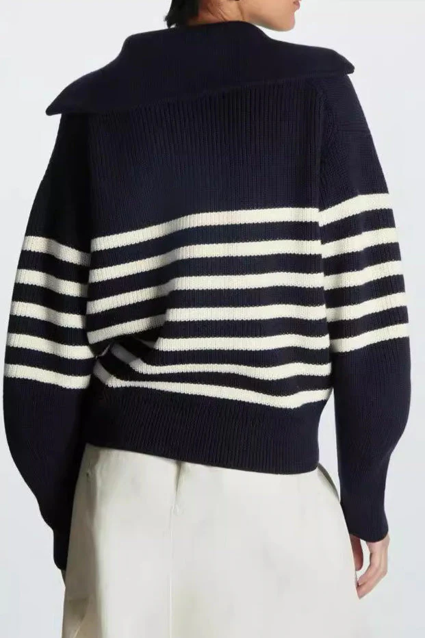 Fashion Wool Blend Open Collar Sweater - Image 22