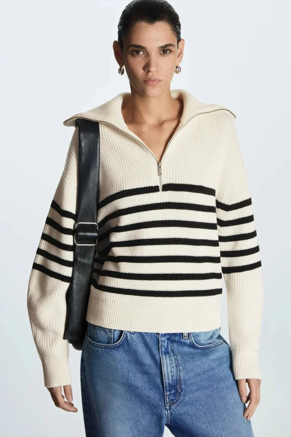 Fashion Wool Blend Open Collar Sweater - Image 5