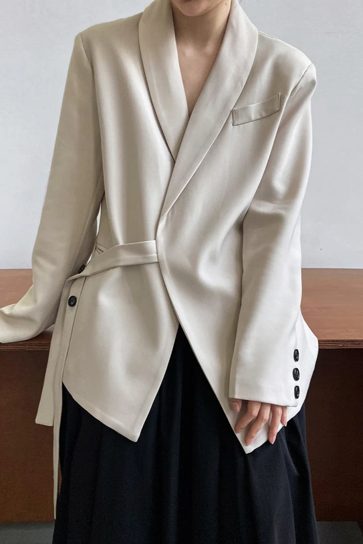 Fashionable Draped Apple Collar Blazer - Image 11