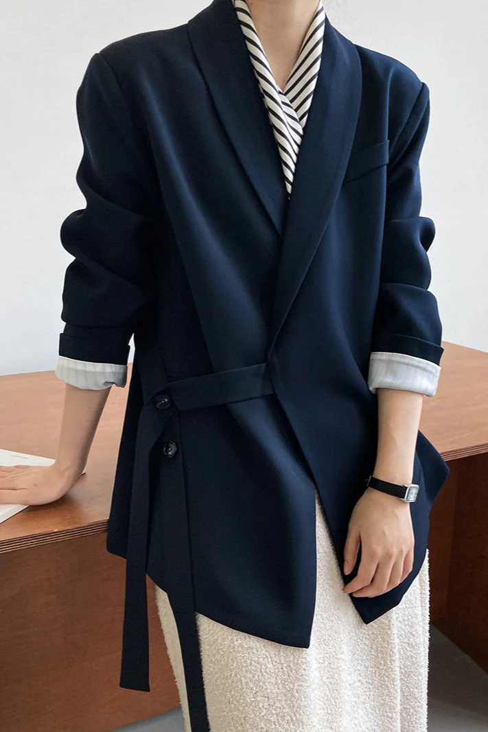 Fashionable Draped Apple Collar Blazer - Image 2