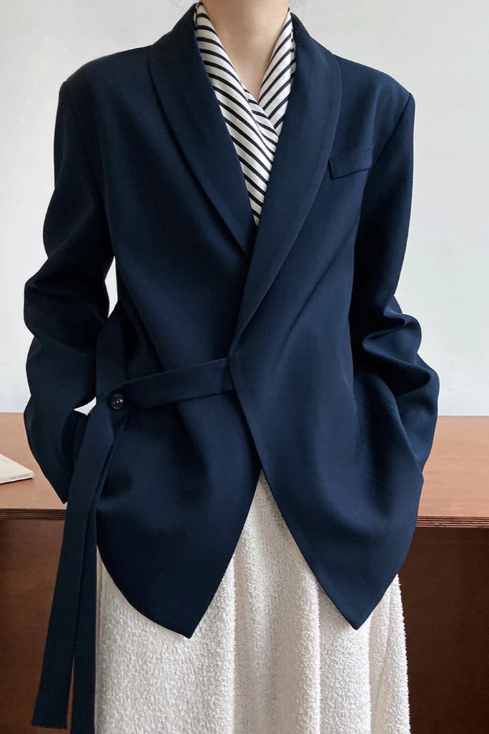 Fashionable Draped Apple Collar Blazer - Image 3