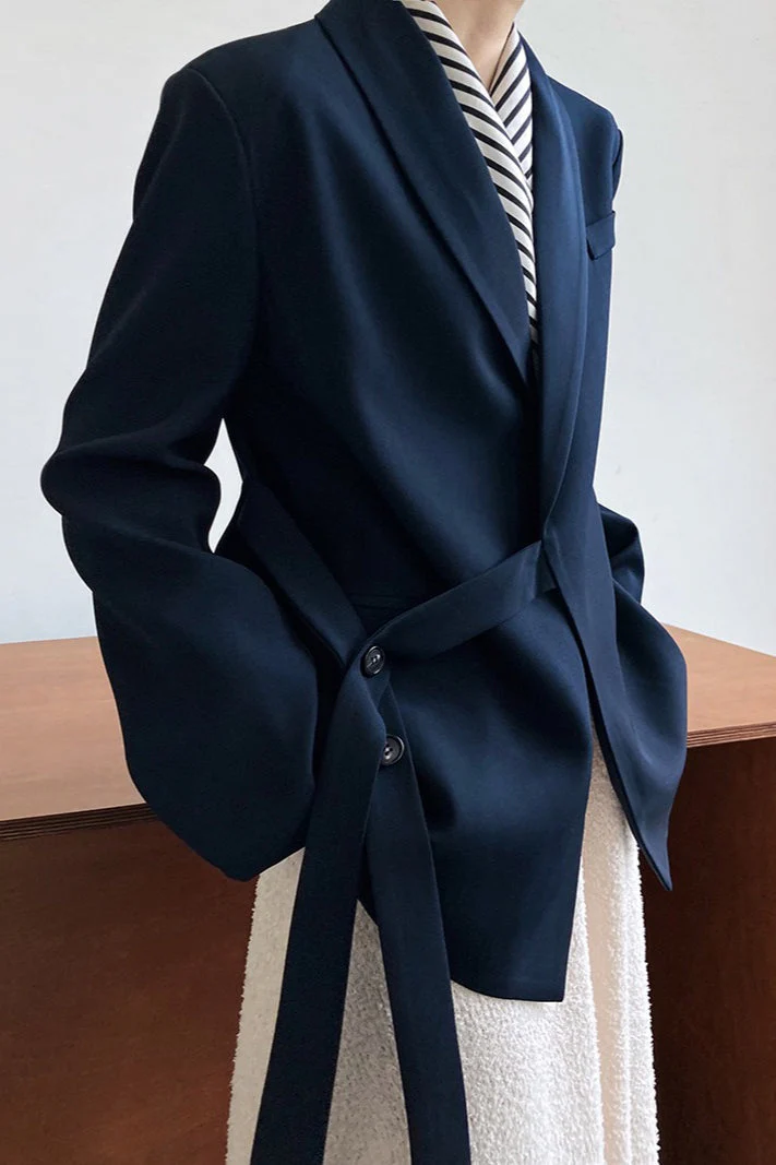 Fashionable Draped Apple Collar Blazer - Image 6