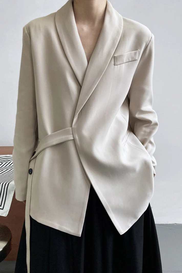 Fashionable Draped Apple Collar Blazer - Image 7