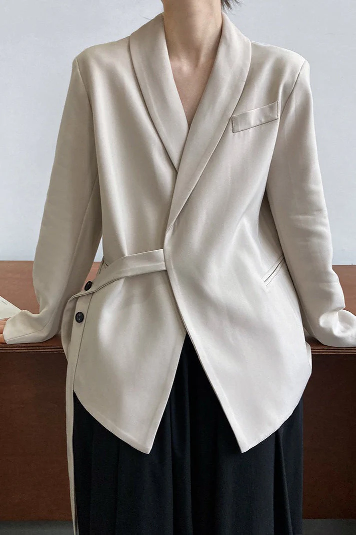 Fashionable Draped Apple Collar Blazer - Image 8