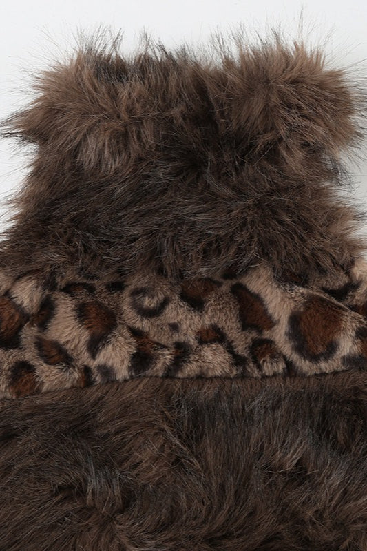 Faux Fur Collar Halter Knit Top - Image 5