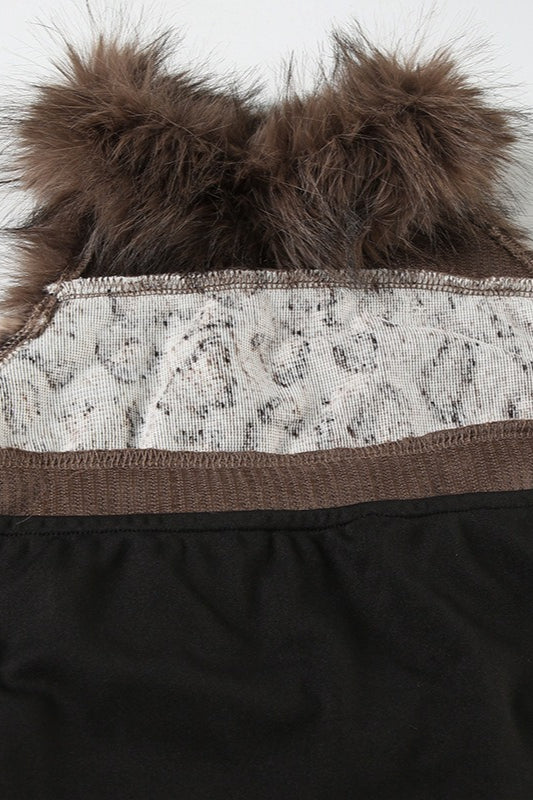 Faux Fur Collar Halter Knit Top - Image 6