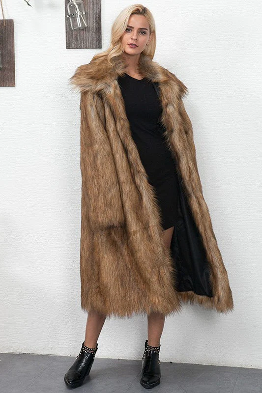 Faux Fur Longline Plus Size Coat - Image 2