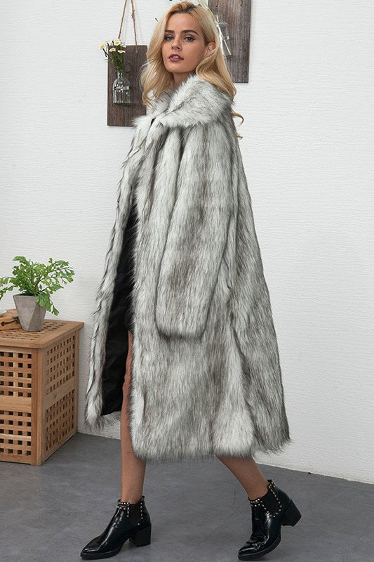Faux Fur Longline Plus Size Coat - Image 3