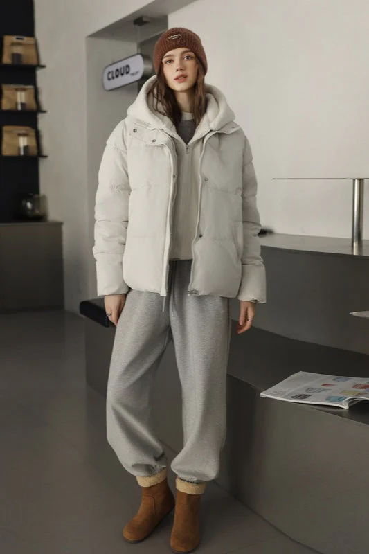 Faux Fur Panel Cropped Puffer Jacket - Image 14