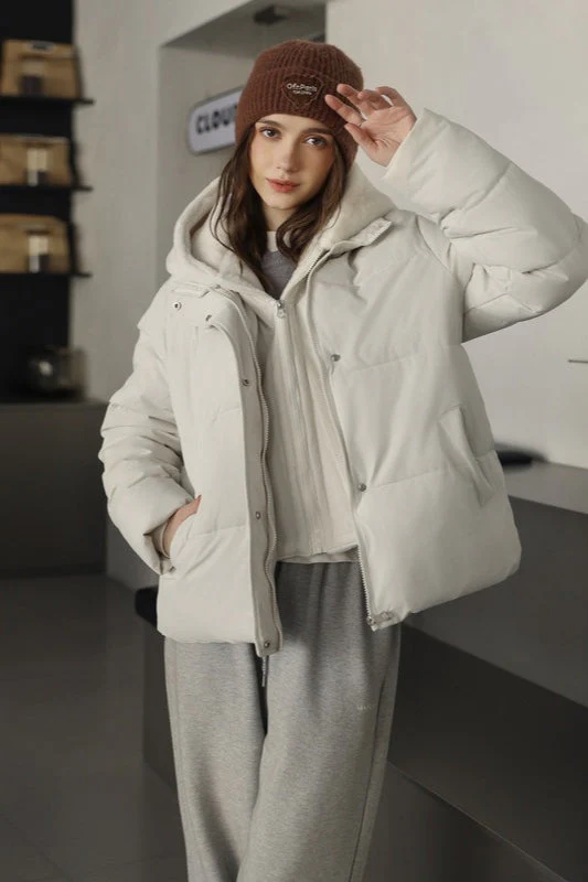 Faux Fur Panel Cropped Puffer Jacket - Image 16
