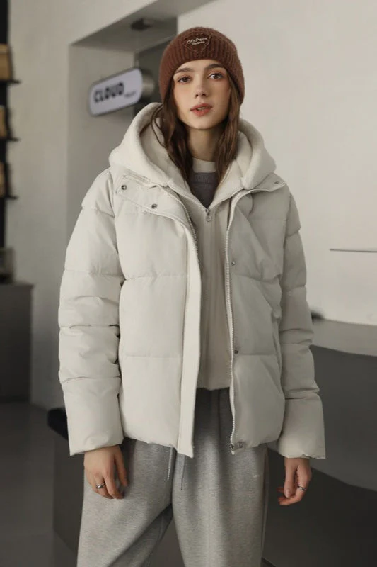 Faux Fur Panel Cropped Puffer Jacket - Image 17