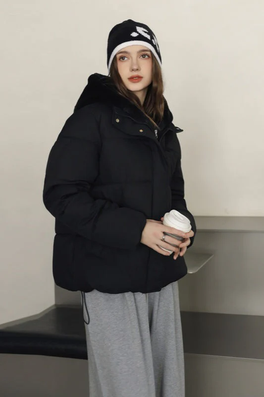 Faux Fur Panel Cropped Puffer Jacket - Image 7