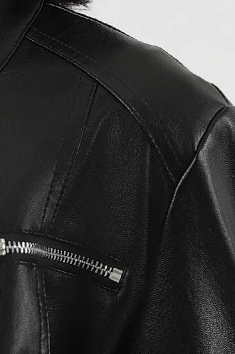 Fitted PU Biker Style Jacket - Image 8