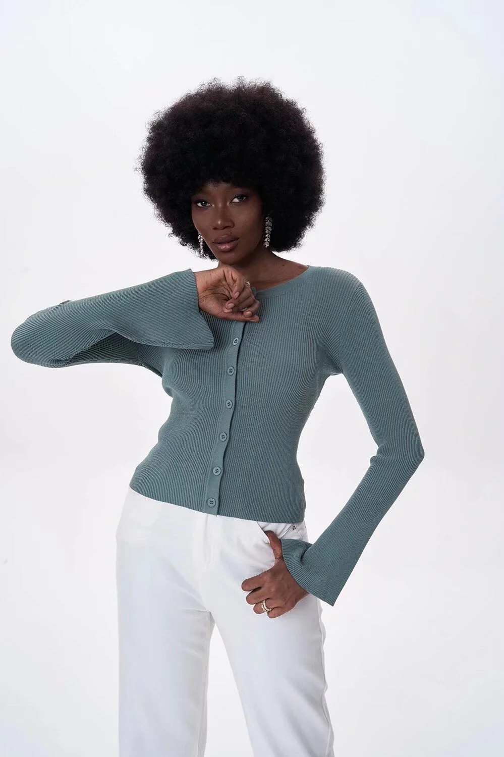 Flare Sleeve Button Cardigan - Image 2