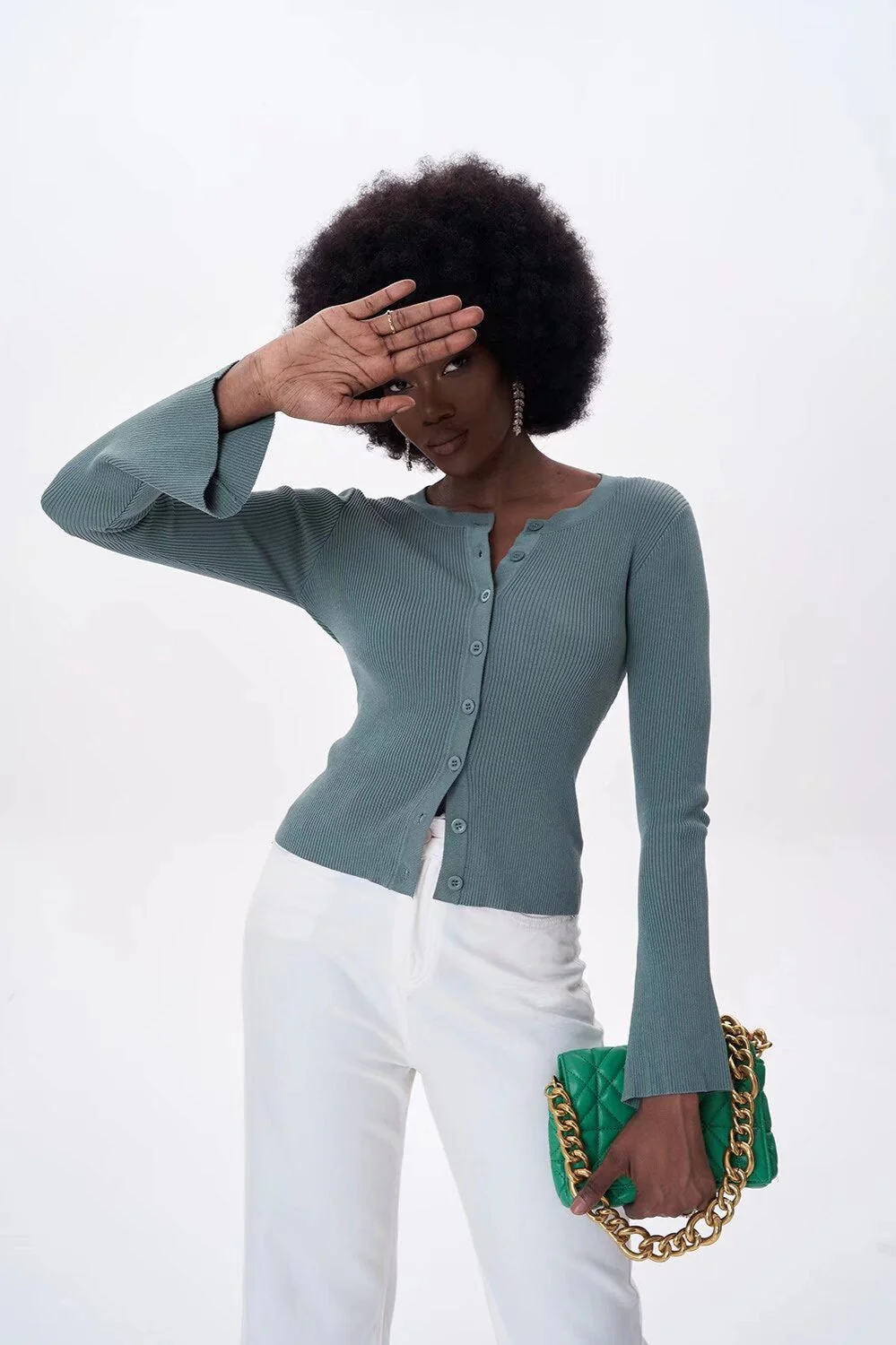 Flare Sleeve Button Cardigan - Image 3