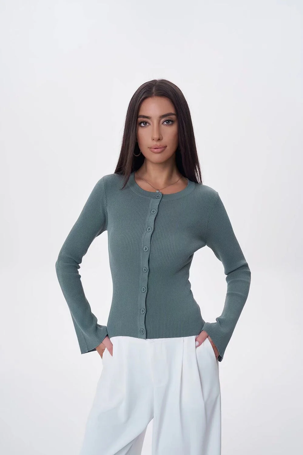 Flare Sleeve Button Cardigan - Image 4