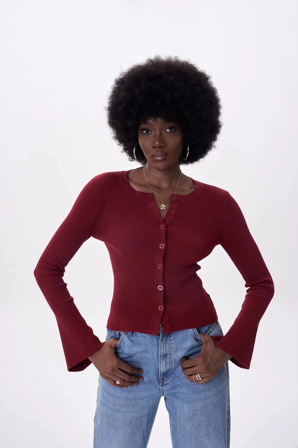 Flare Sleeve Button Cardigan - Image 6
