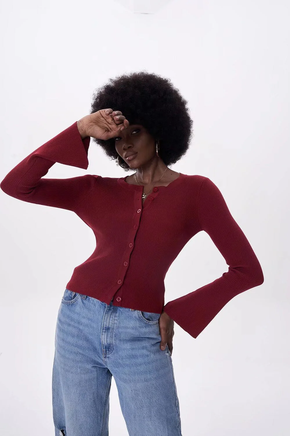 Flare Sleeve Button Cardigan - Image 7