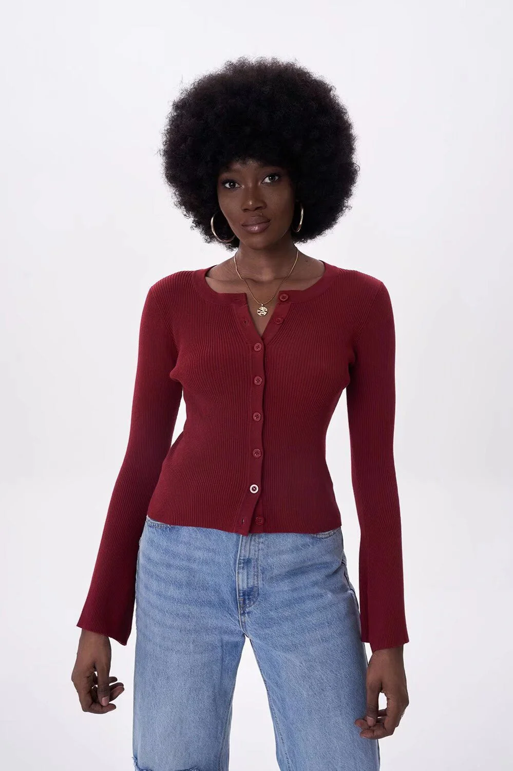 Flare Sleeve Button Cardigan - Image 8