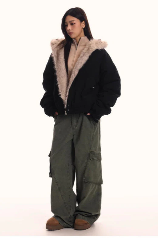 Fur Hooded Insulated Jacket - Image 3