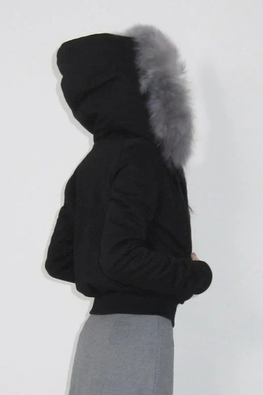 Fur Trim Hooded Zip Waist Jacket - Image 3