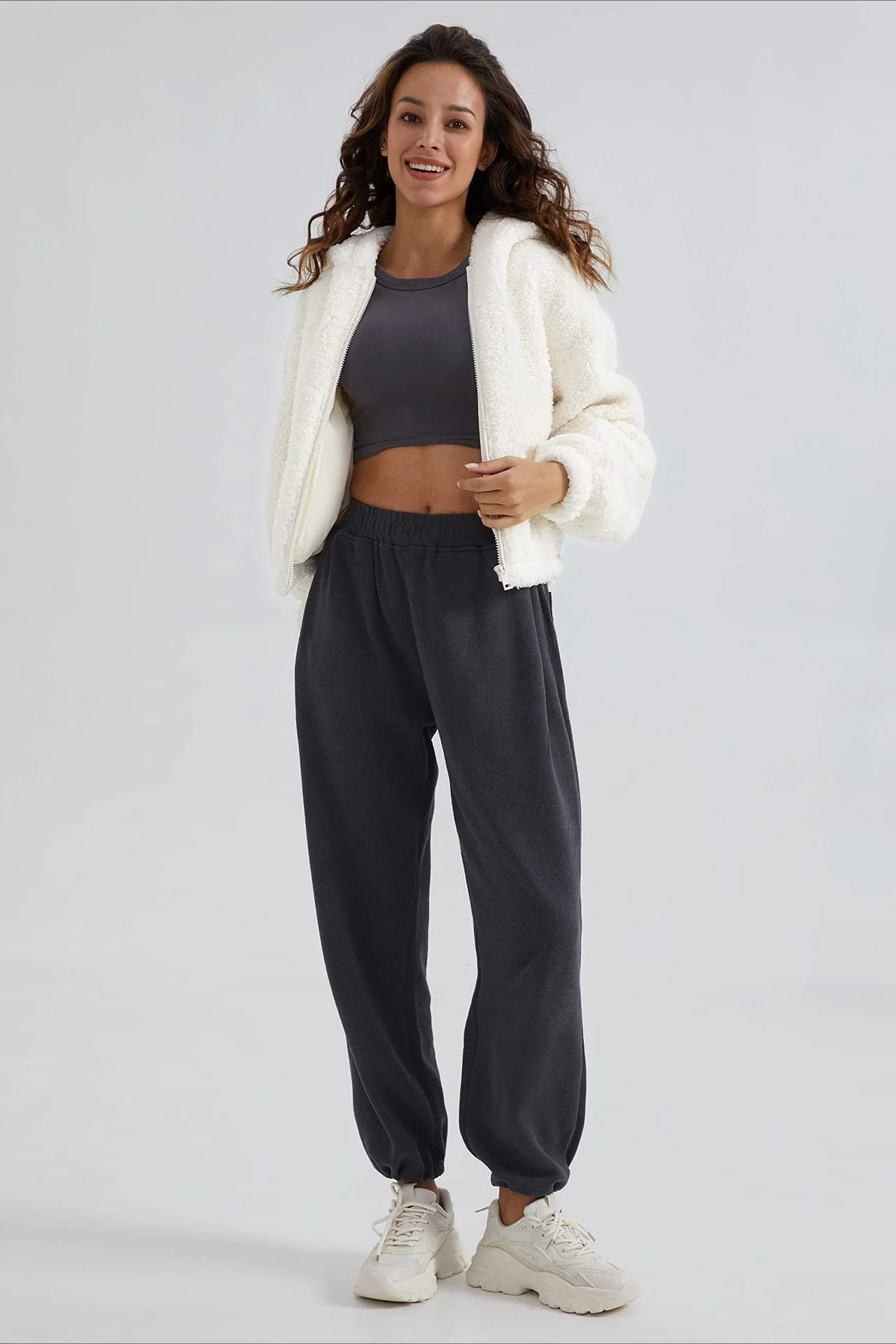 Fuzzy Hooded Zip Short Jacket - Image 2