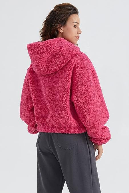 Fuzzy Hooded Zip Short Jacket - Image 6