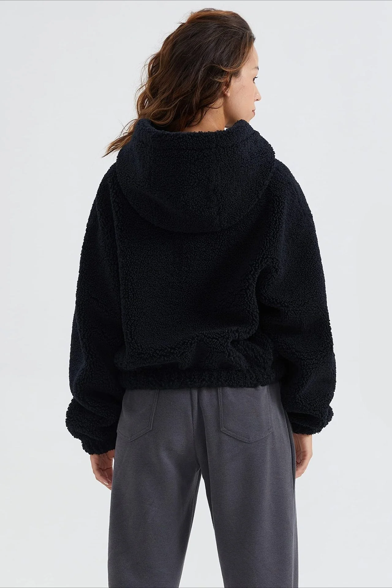 Fuzzy Hooded Zip Short Jacket - Image 9