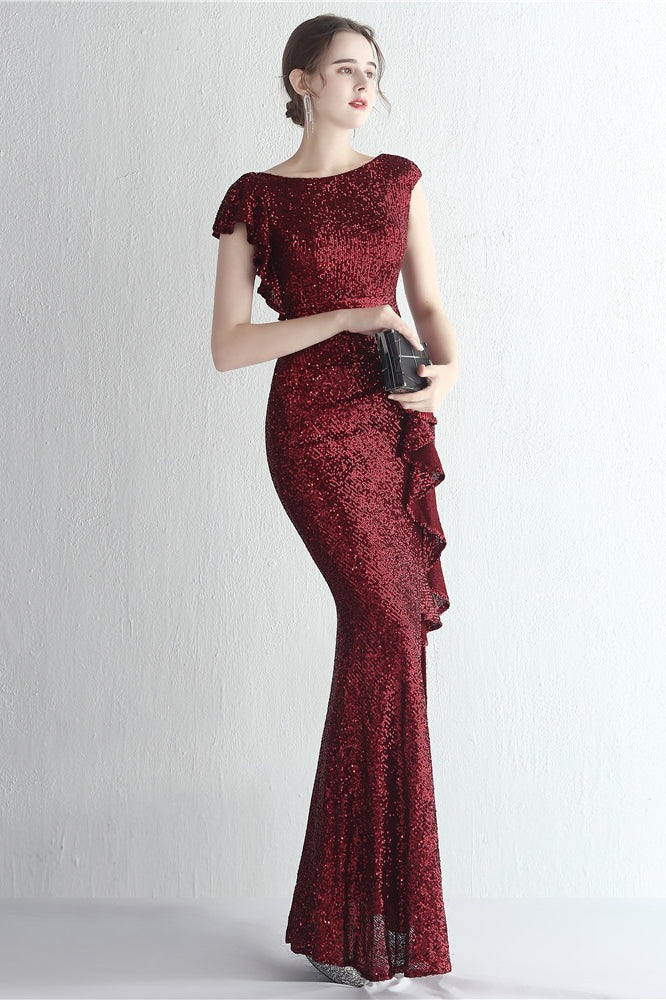 Glitter High Neck Mermaid Slit Formal Dress - Image 10