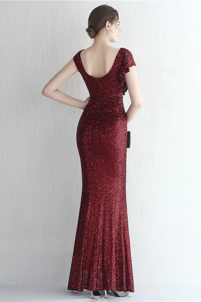 Glitter High Neck Mermaid Slit Formal Dress - Image 12