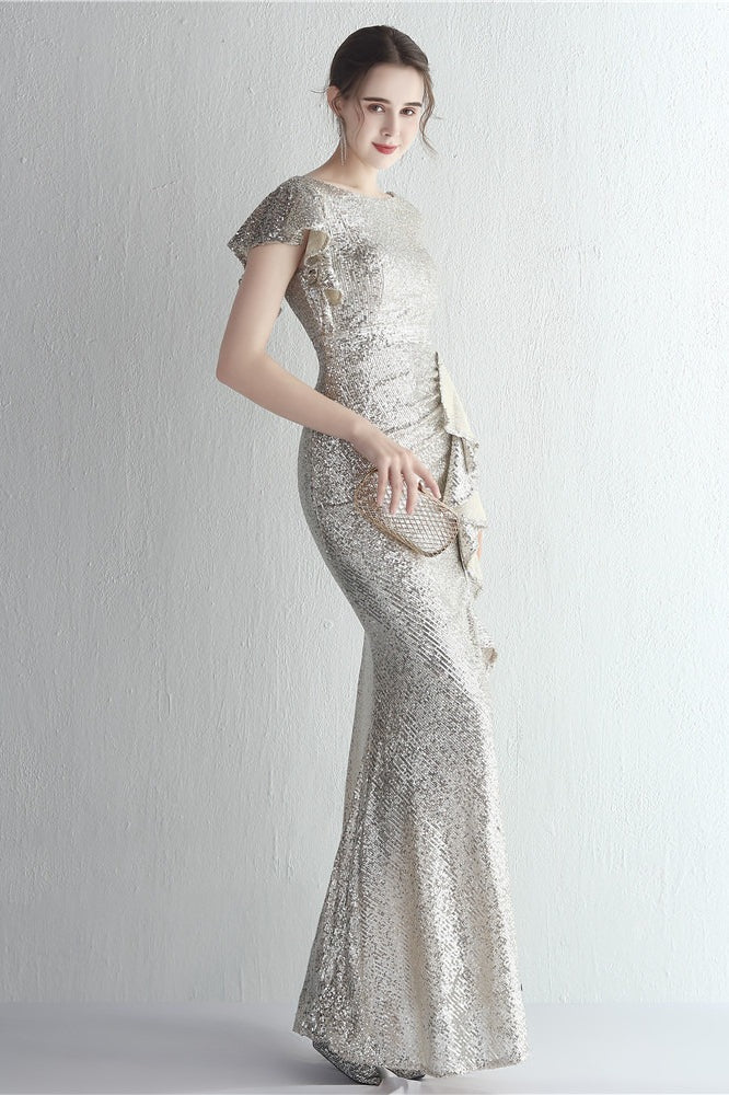 Glitter High Neck Mermaid Slit Formal Dress - Image 16