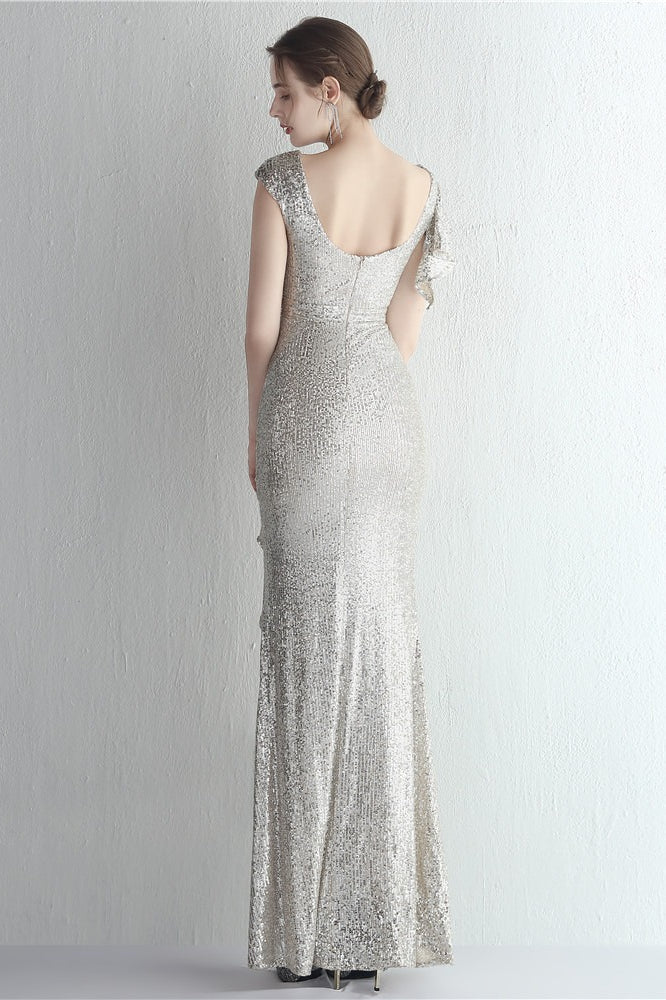Glitter High Neck Mermaid Slit Formal Dress - Image 18