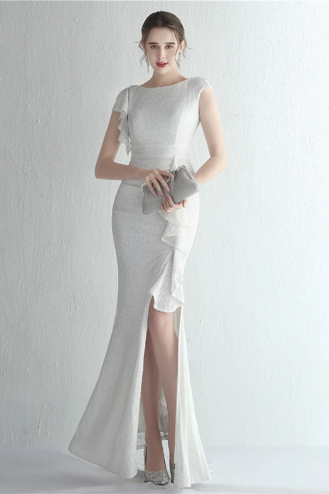 Glitter High Neck Mermaid Slit Formal Dress - Image 23