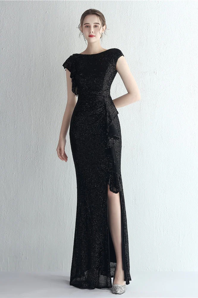 Glitter High Neck Mermaid Slit Formal Dress - Image 25