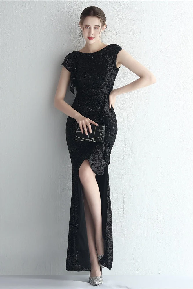 Glitter High Neck Mermaid Slit Formal Dress - Image 29