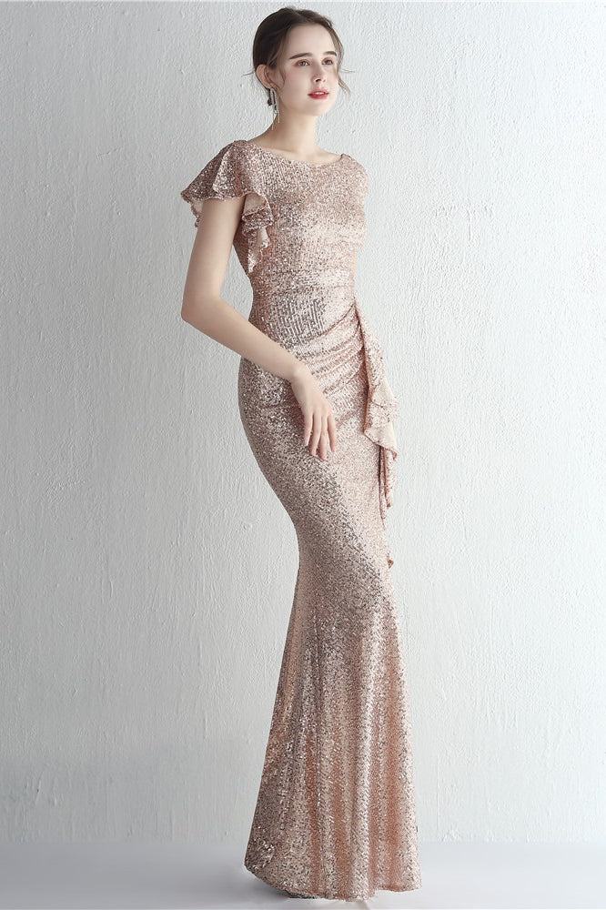 Glitter High Neck Mermaid Slit Formal Dress - Image 3