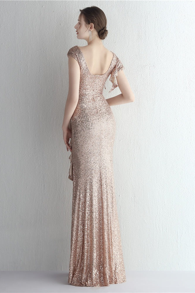Glitter High Neck Mermaid Slit Formal Dress - Image 6