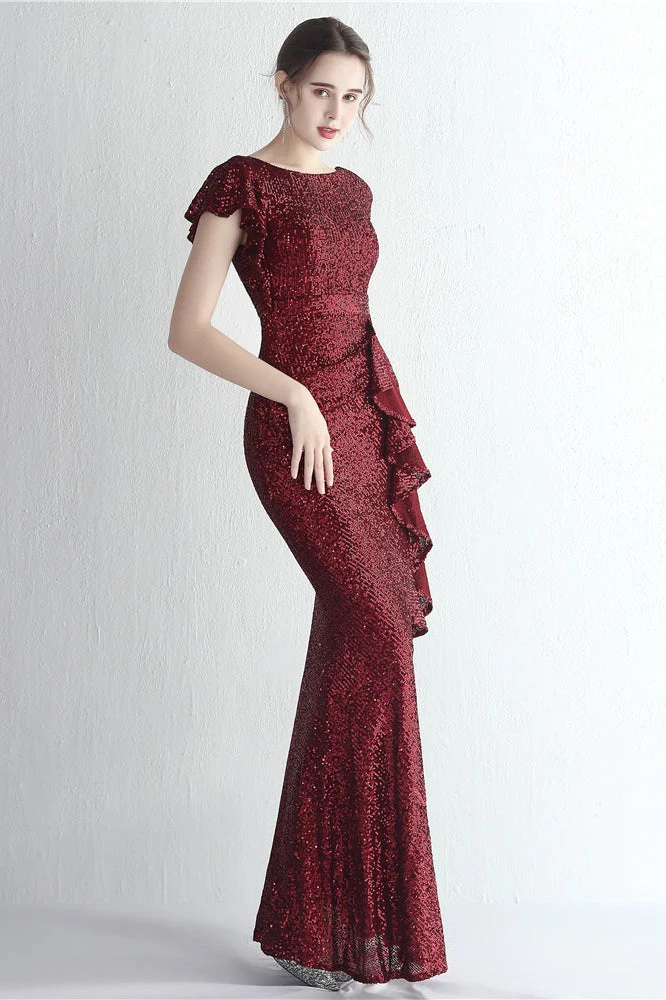 Glitter High Neck Mermaid Slit Formal Dress - Image 9