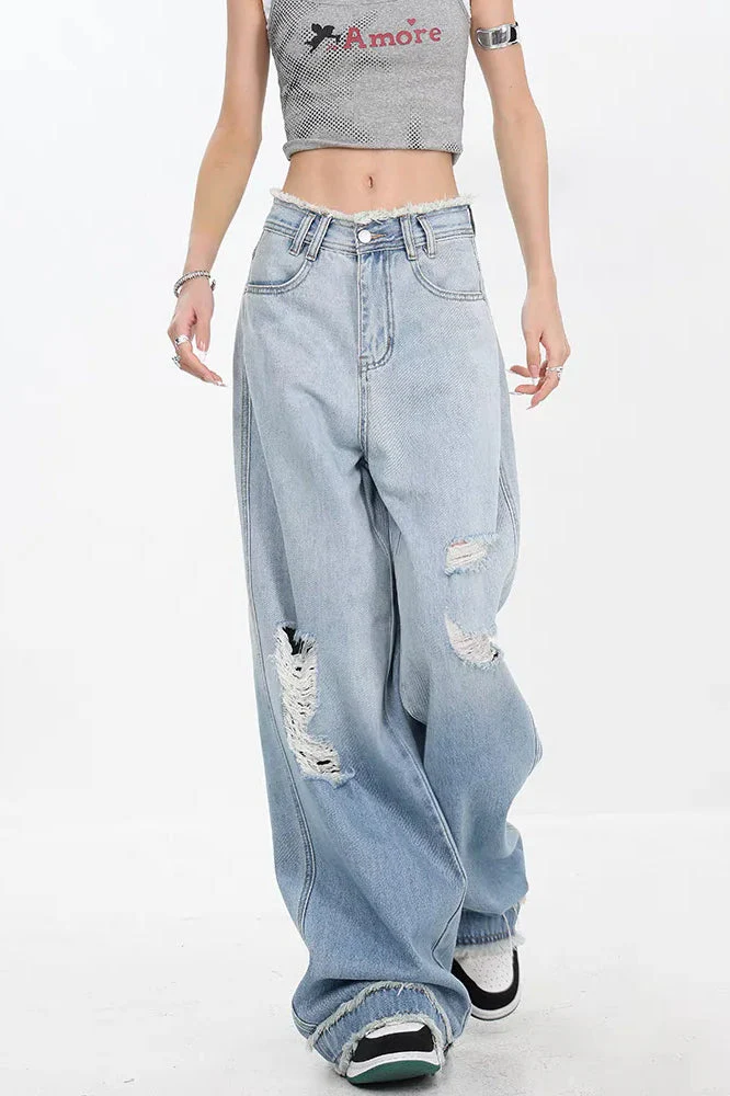 Gradient Ripped Straight Leg Jeans - Image 10
