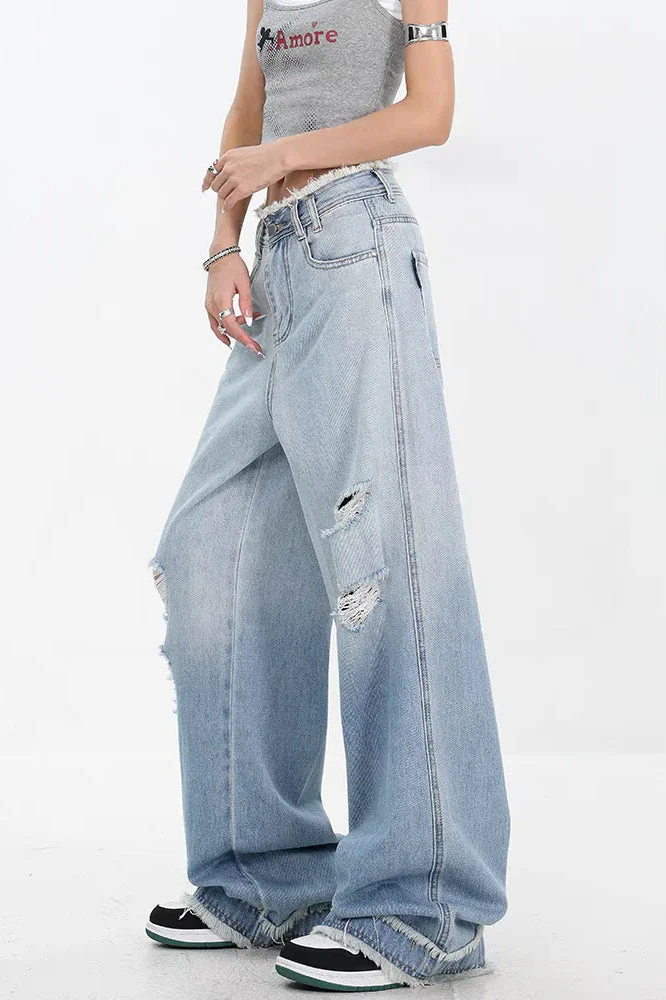 Gradient Ripped Straight Leg Jeans - Image 11